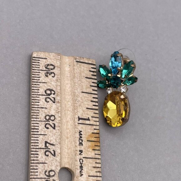 Faceted Crystal Rhinestone Pineapple Fashion Earrings - Picture 6 of 6